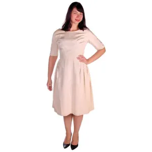 Vintage Watered Faille Cocktail/Wedding Dress Ivory 1960s 36-29-Free For Costume