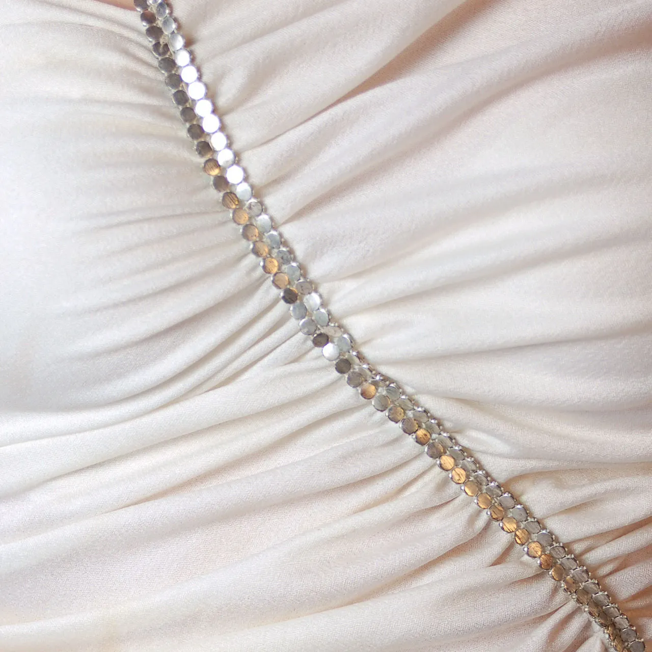 Vintage White One-Shoulder Glam Disco Dress 1980S Medium