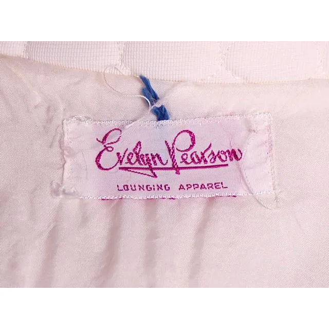Vintage White Quilted Bed Jacket Roses Applique Evelyn Pearson 1950s 38-26-Free