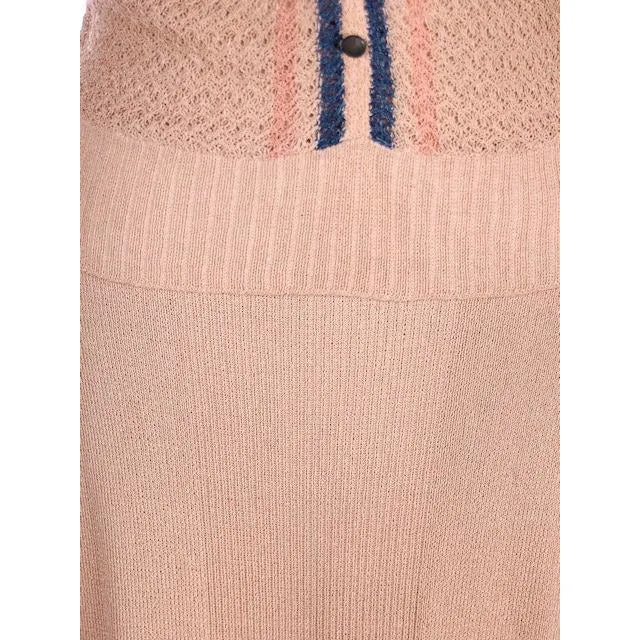 Vintage Womens Rayon Knit 2PC SUit 1930s Beige/Blue 45-34-42