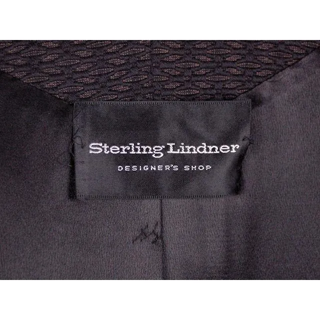 Vintage Wool Sack Coat Black & Brown Print Sterling Lindner 1950S 44 Bust