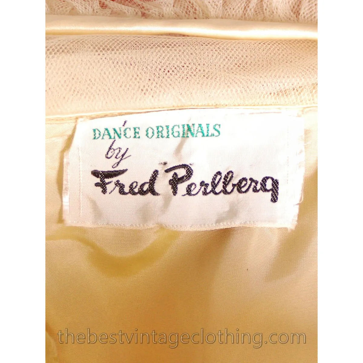 Vintage XS/S Fred Perlberg Tulle Prom Gown Pale Yellow 1950s 32-26-Free