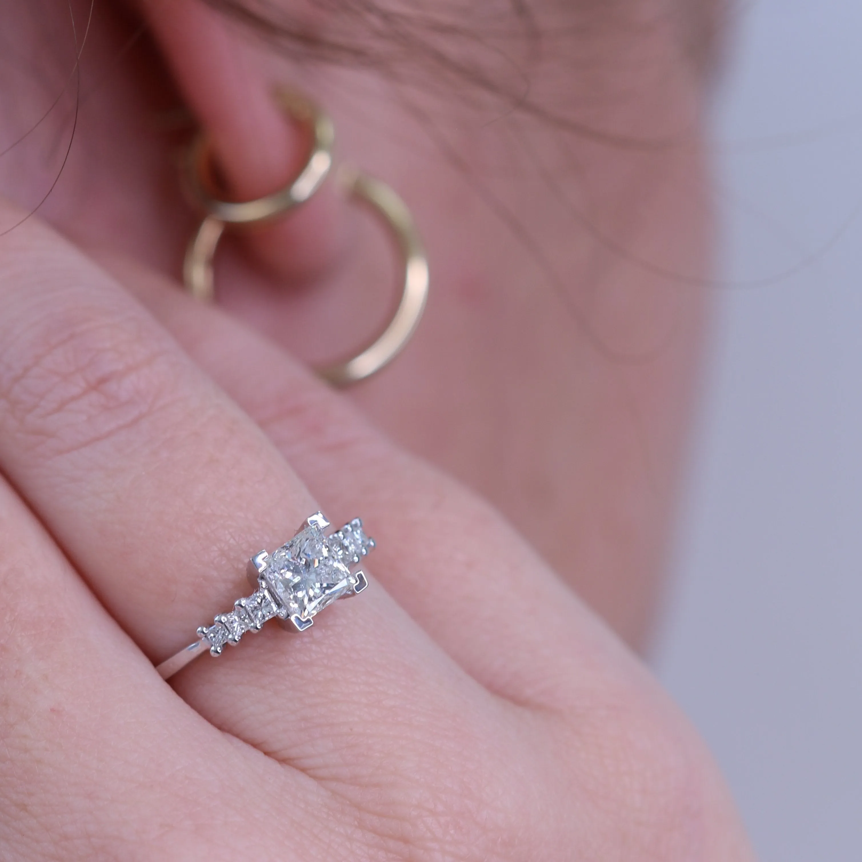 Volcano Decorative settings Natural Princess  Diamond Engagement Ring