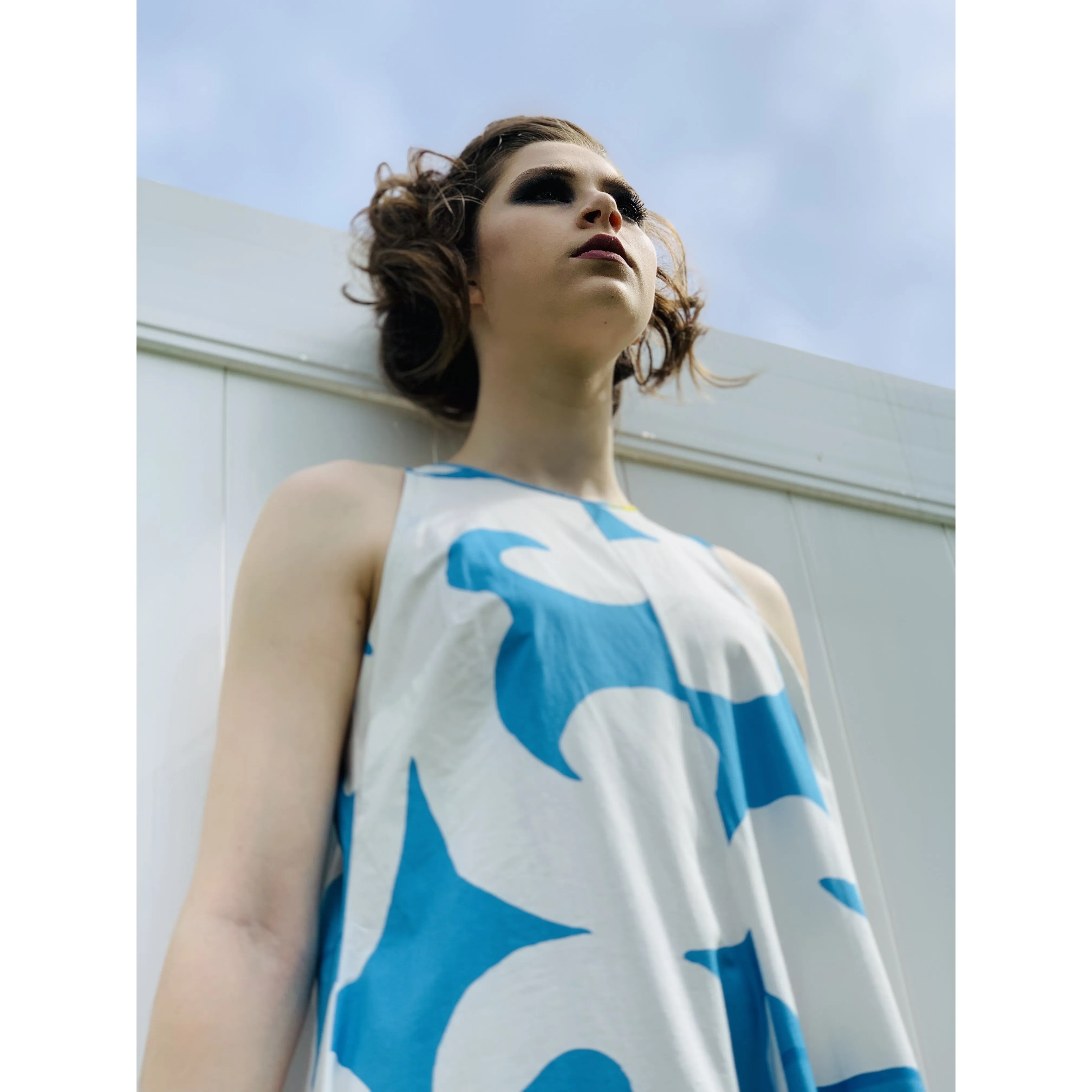 VTG 1966 RARE Marimekko Maxi Gown Turquoise Blue, White, Yellow ”Keidas” by Annika Rimala Small