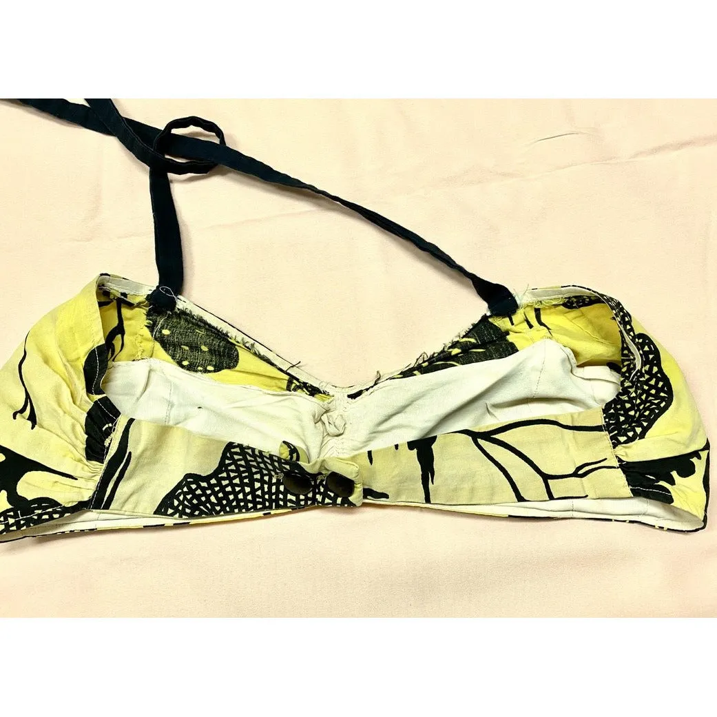 VTG Louella Ballerino 1940s Swimsuit 2 PC RARE Bates Fabric Undersea Yellow