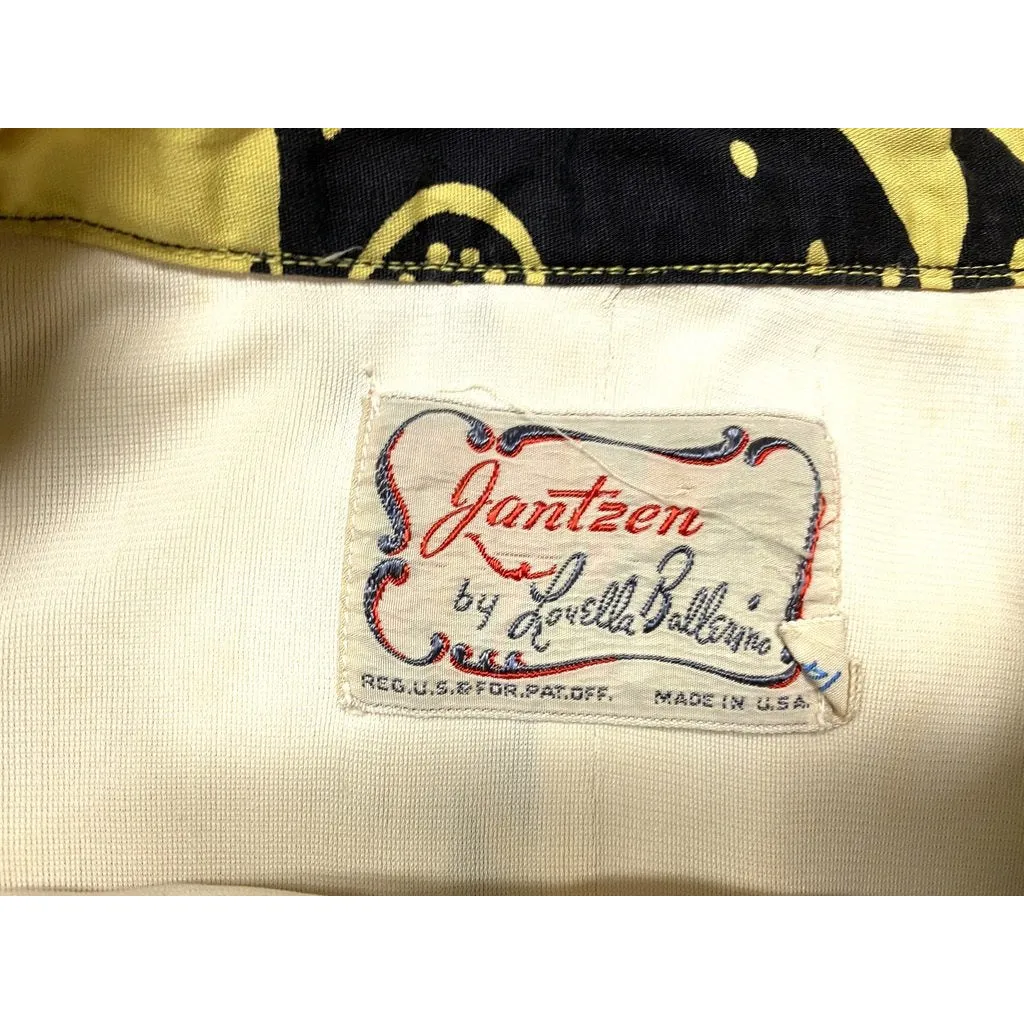 VTG Louella Ballerino 1940s Swimsuit 2 PC RARE Bates Fabric Undersea Yellow