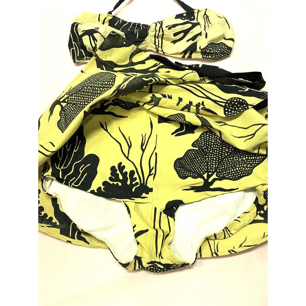 VTG Louella Ballerino 1940s Swimsuit 2 PC RARE Bates Fabric Undersea Yellow
