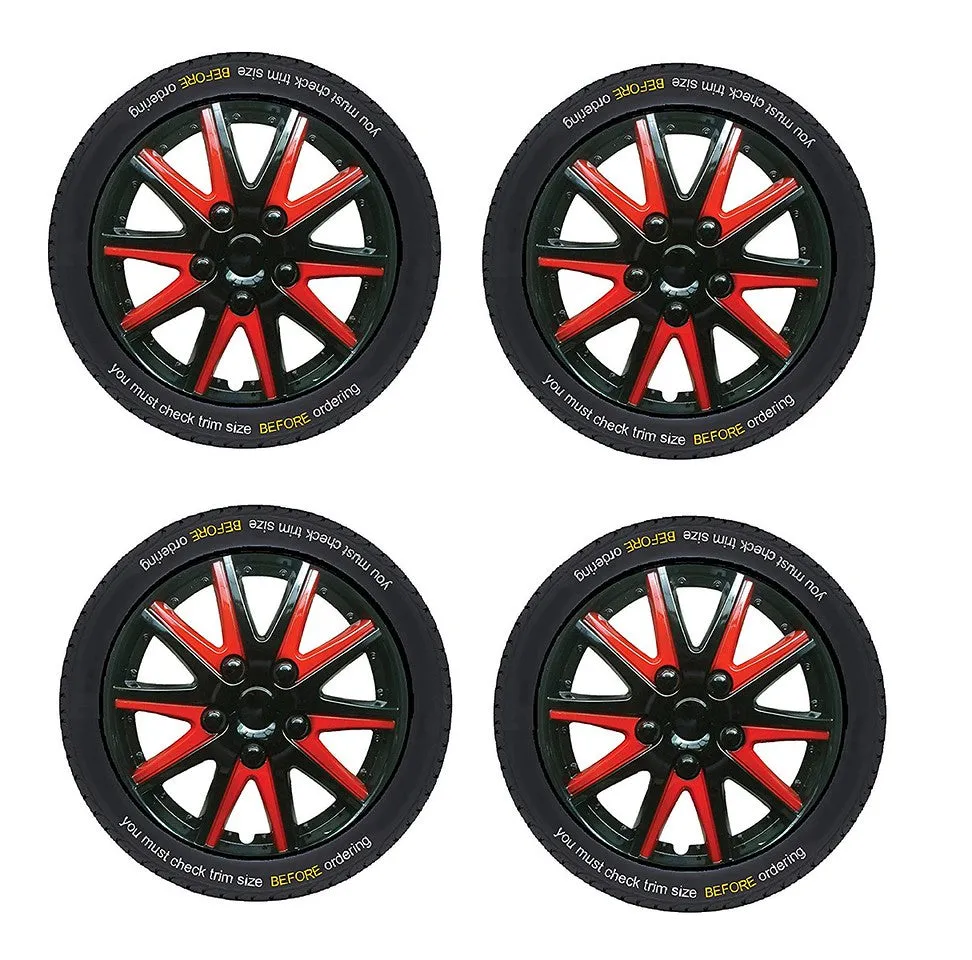 Vw Polo Black Red Wheel Trims Covers (2009-2016)