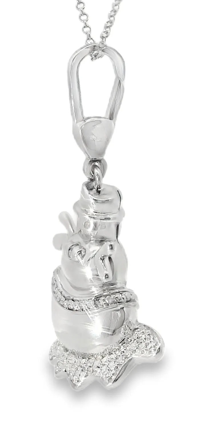 Whimsical Estate .925 Sterling Silver Diamond Snowman Charm Pendant