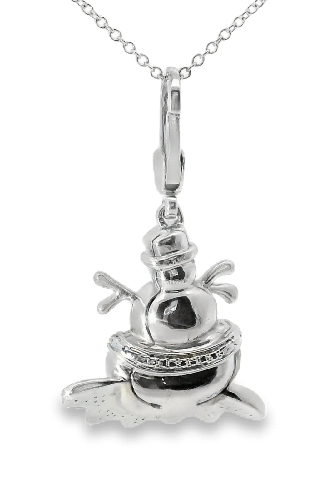 Whimsical Estate .925 Sterling Silver Diamond Snowman Charm Pendant