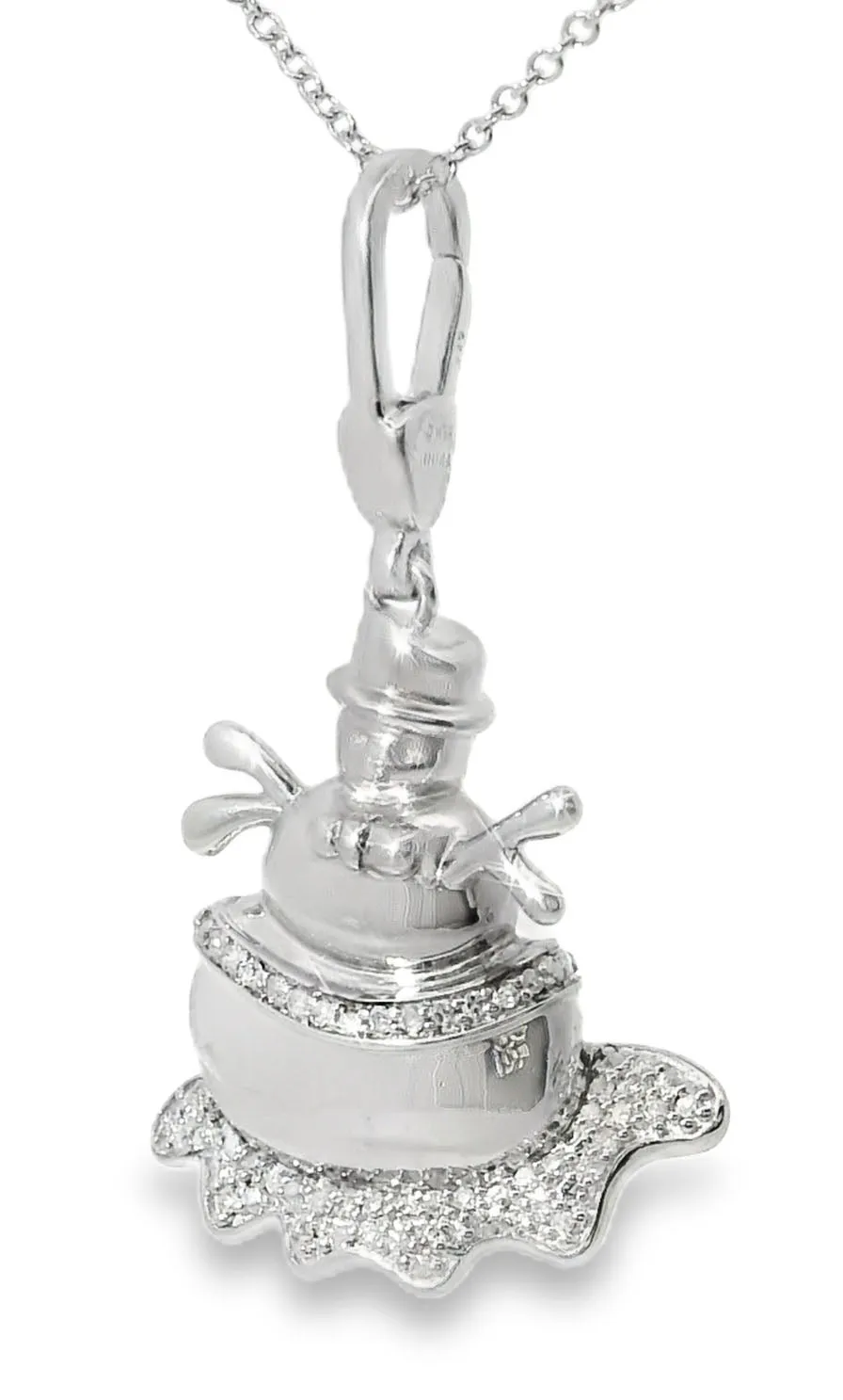 Whimsical Estate .925 Sterling Silver Diamond Snowman Charm Pendant