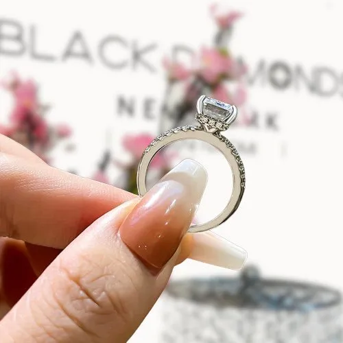 White Gold Emerald Cut Women's Engagement Ring