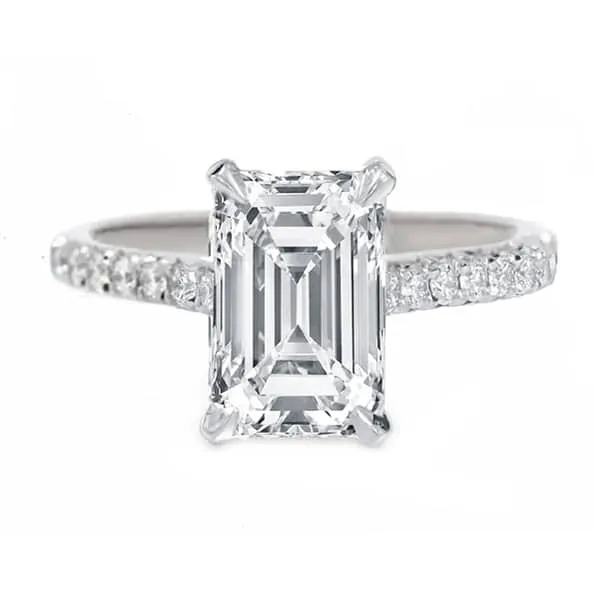 White Gold Emerald Cut Women's Engagement Ring