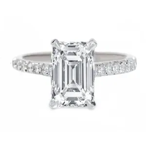 White Gold Emerald Cut Women's Engagement Ring