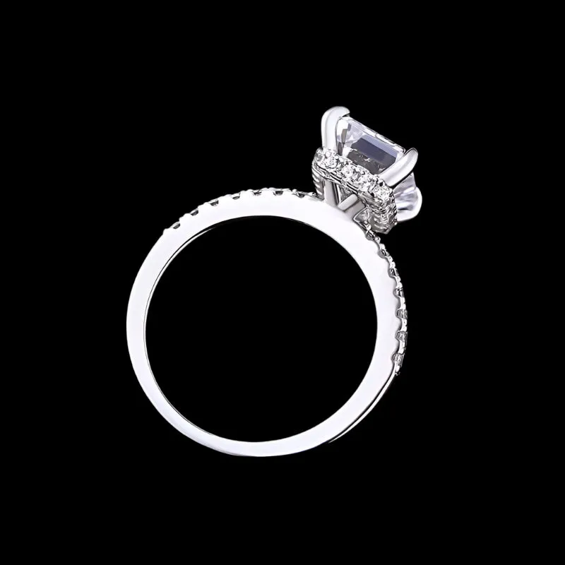 White Gold Emerald Cut Women's Engagement Ring