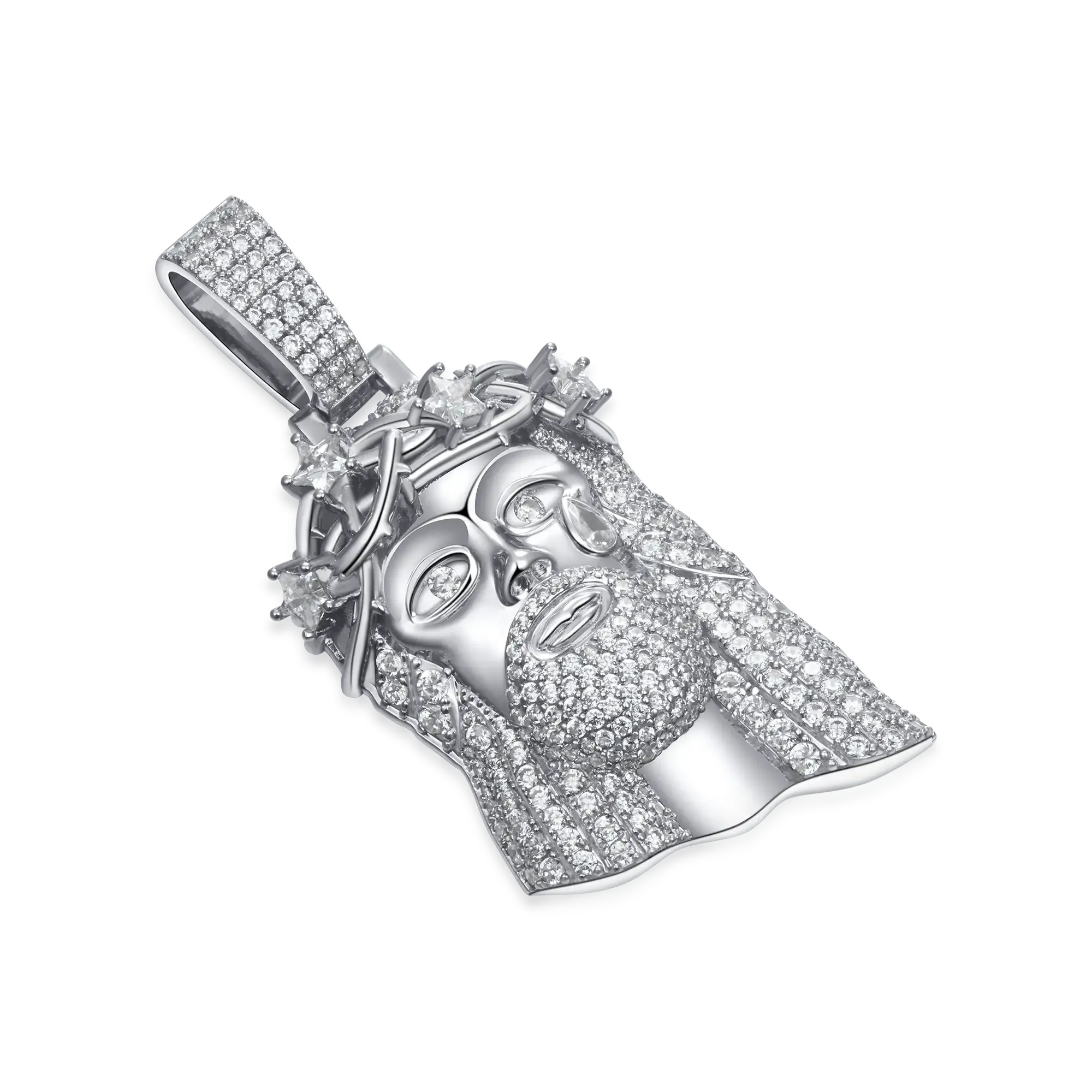 White Gold Stellar Jesus Pendant -  Large