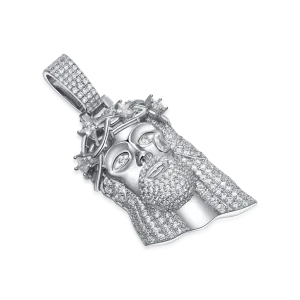 White Gold Stellar Jesus Pendant -  Large
