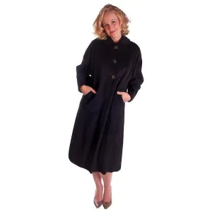Womens M/L Vintage Black Sack Coat Unique Back Cut Rafi / Beverly 1950S