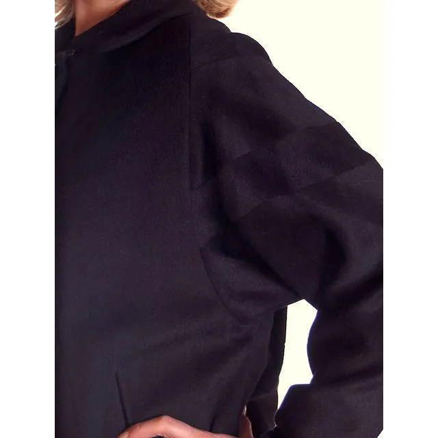 Womens M/L Vintage Black Sack Coat Unique Back Cut Rafi / Beverly 1950S