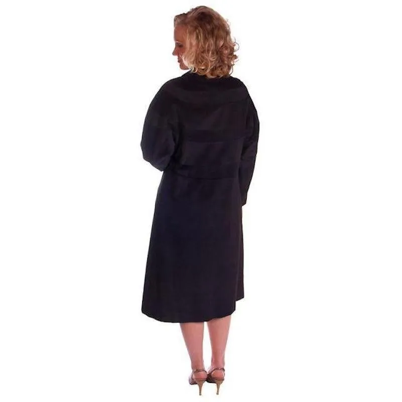 Womens M/L Vintage Black Sack Coat Unique Back Cut Rafi / Beverly 1950S