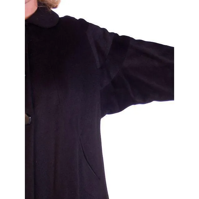 Womens M/L Vintage Black Sack Coat Unique Back Cut Rafi / Beverly 1950S