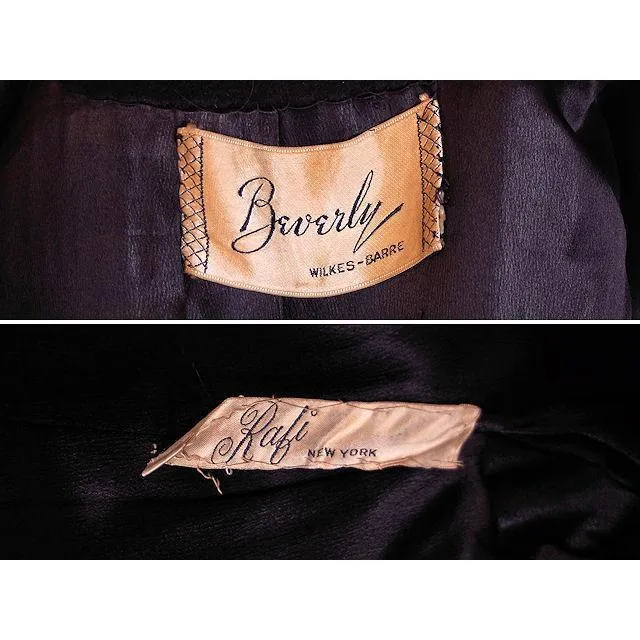 Womens M/L Vintage Black Sack Coat Unique Back Cut Rafi / Beverly 1950S